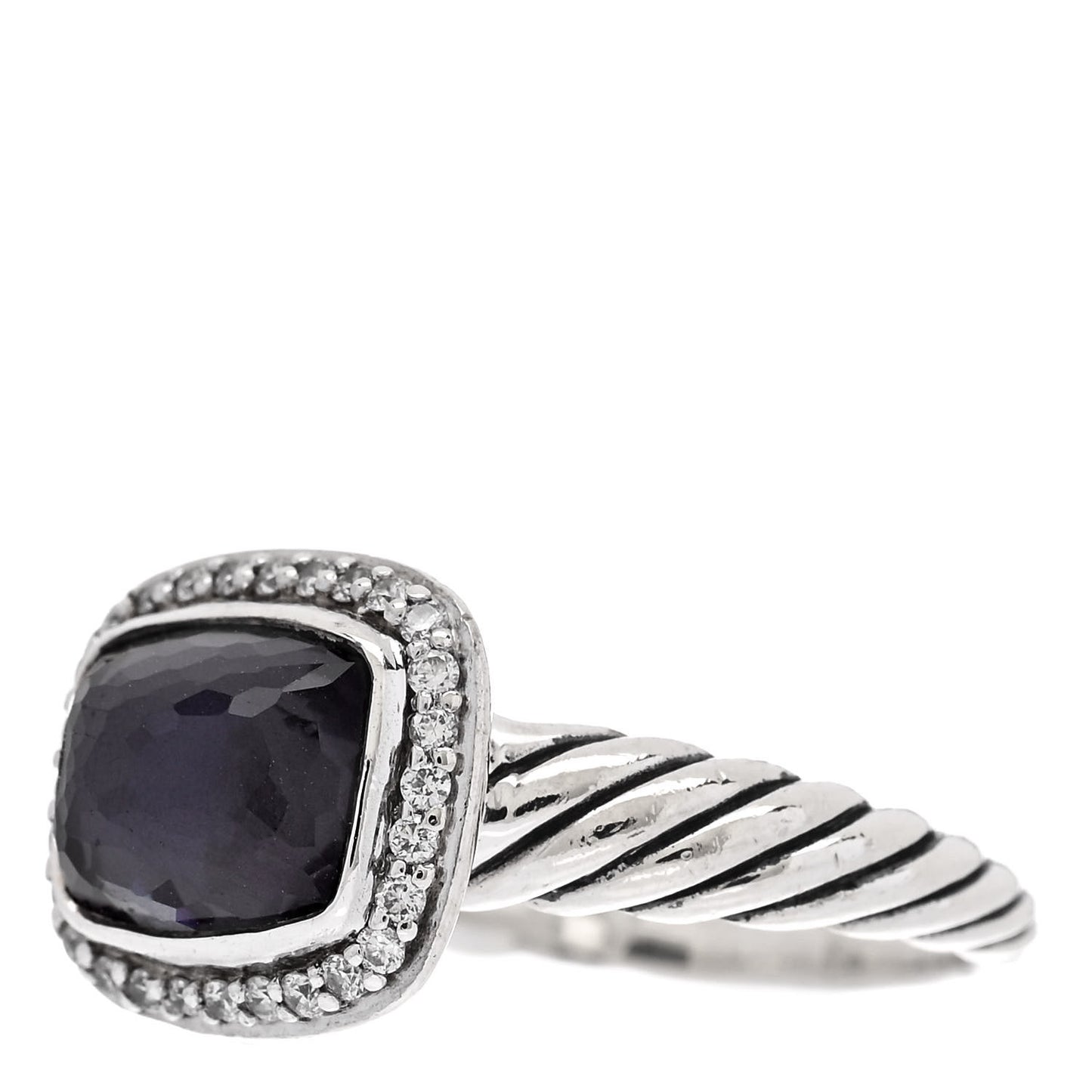 Sterling Silver Diamond Black Orchid 10mm Noblesse Ring 56 7.5