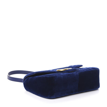 Gucci Velvet Matelasse Small GG Marmont Shoulder Bag Cobalt Blue 4 of 9