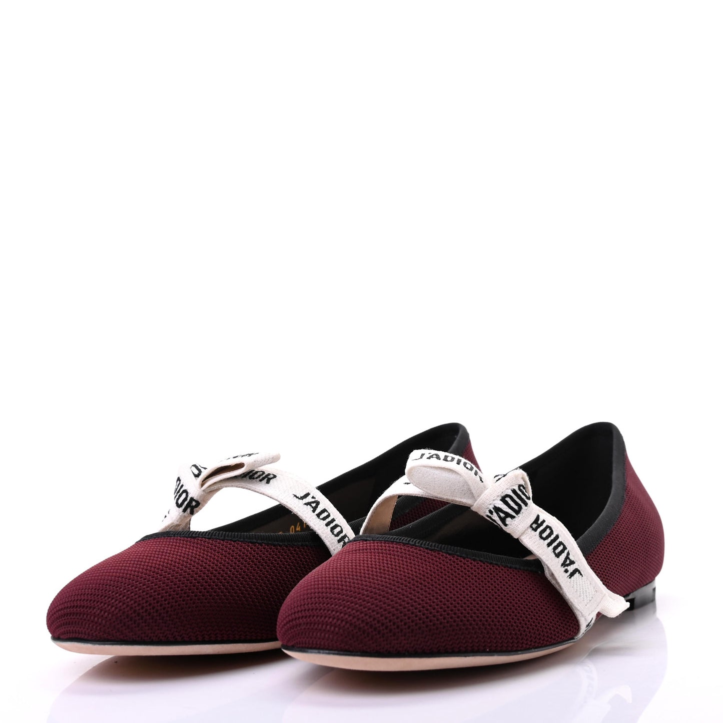 Fabric Ribbon Embroidered J'Adior Ballet Flats 38 Rouge Black