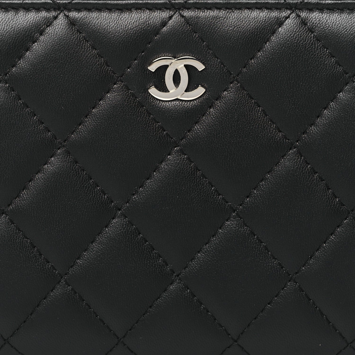 Chanel Lambskin Quilted Large Gusset Zip Around Wallet Black 9 of 10