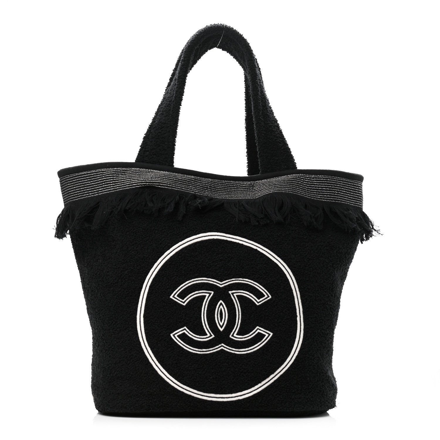 Chanel Terry Cotton CC Beach Tote Towel Set Black 3 of 12