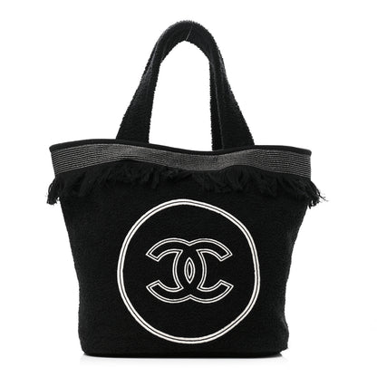 Chanel Terry Cotton CC Beach Tote Towel Set Black 3 of 12
