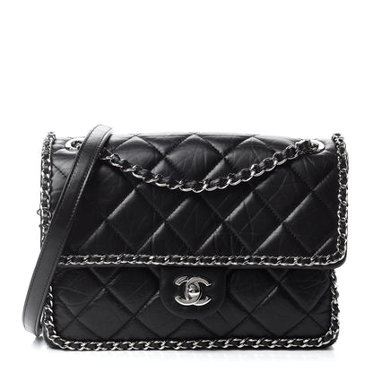 Chanel Crumpled Calfskin Medium Chain All Over Flap Black 1 of 11