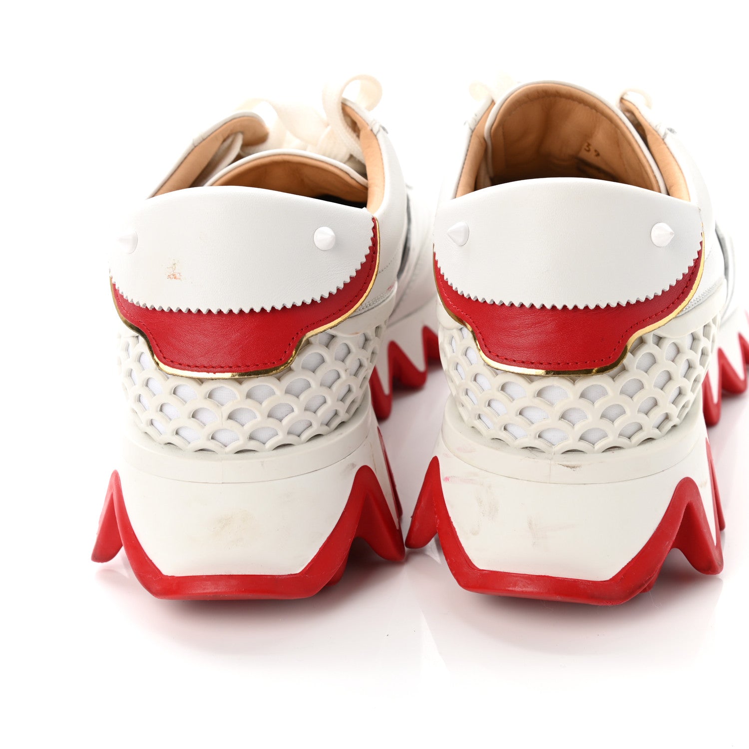Christian Louboutin Calfskin Rubber Neoprene Nappa Mens Loubishark Sneakers 39 White 9 of 9