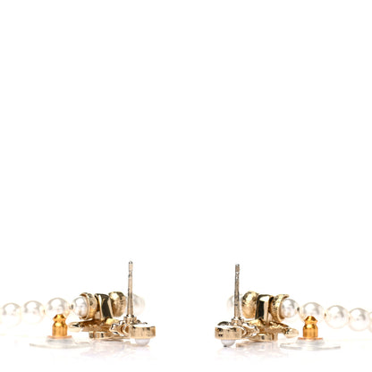 Chanel Pearl Crystal Chanel Anchor CC Hoop Earrings Gold 3 of 4