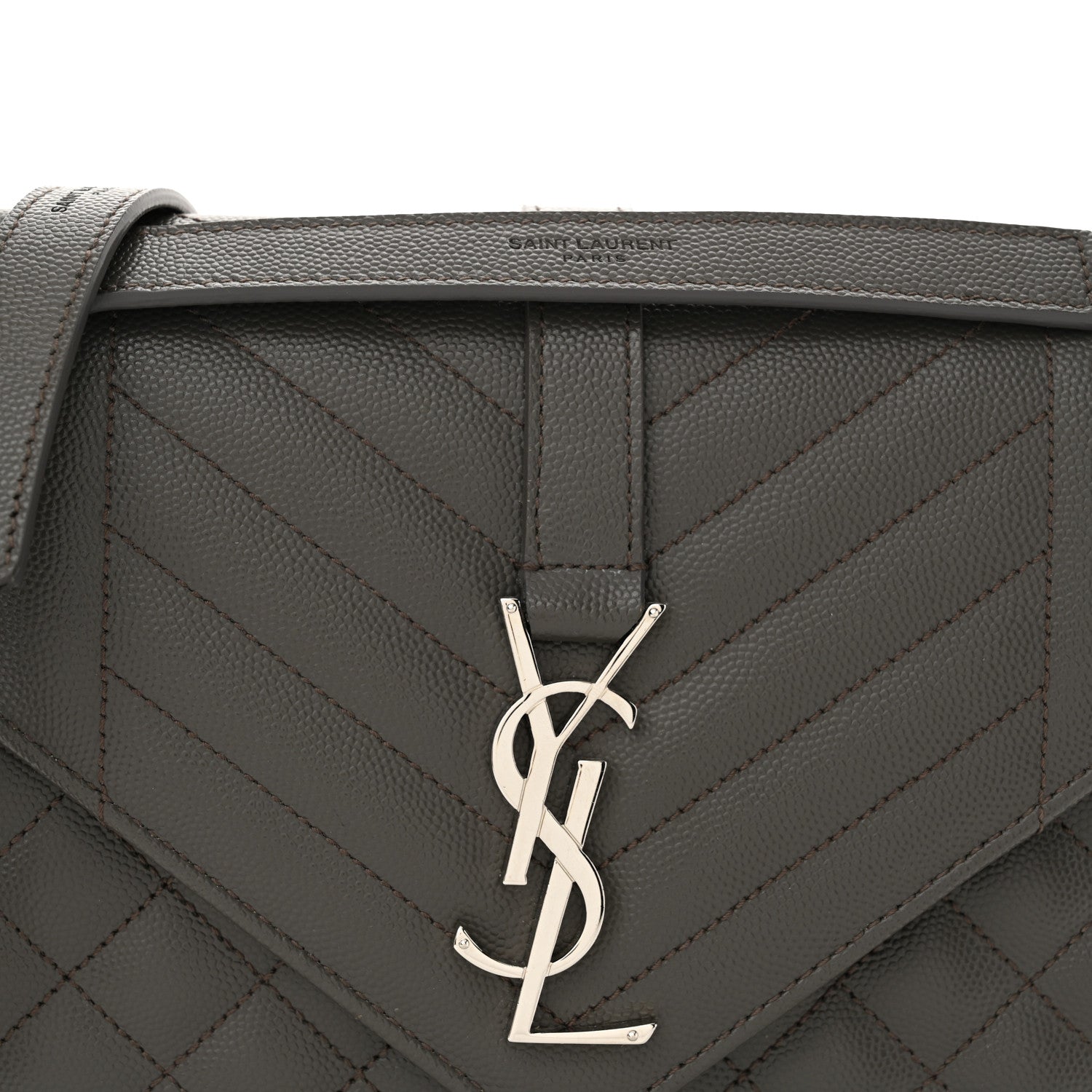 Saint Laurent Grain De Poudre Textured Mixed Matelasse Medium Triquilt Monogram Satchel Earth 8 of 11
