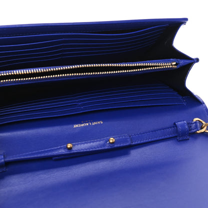 Saint Laurent Patent Calfskin Monogram Kate Wallet On Chain Royal Blue 4 of 4