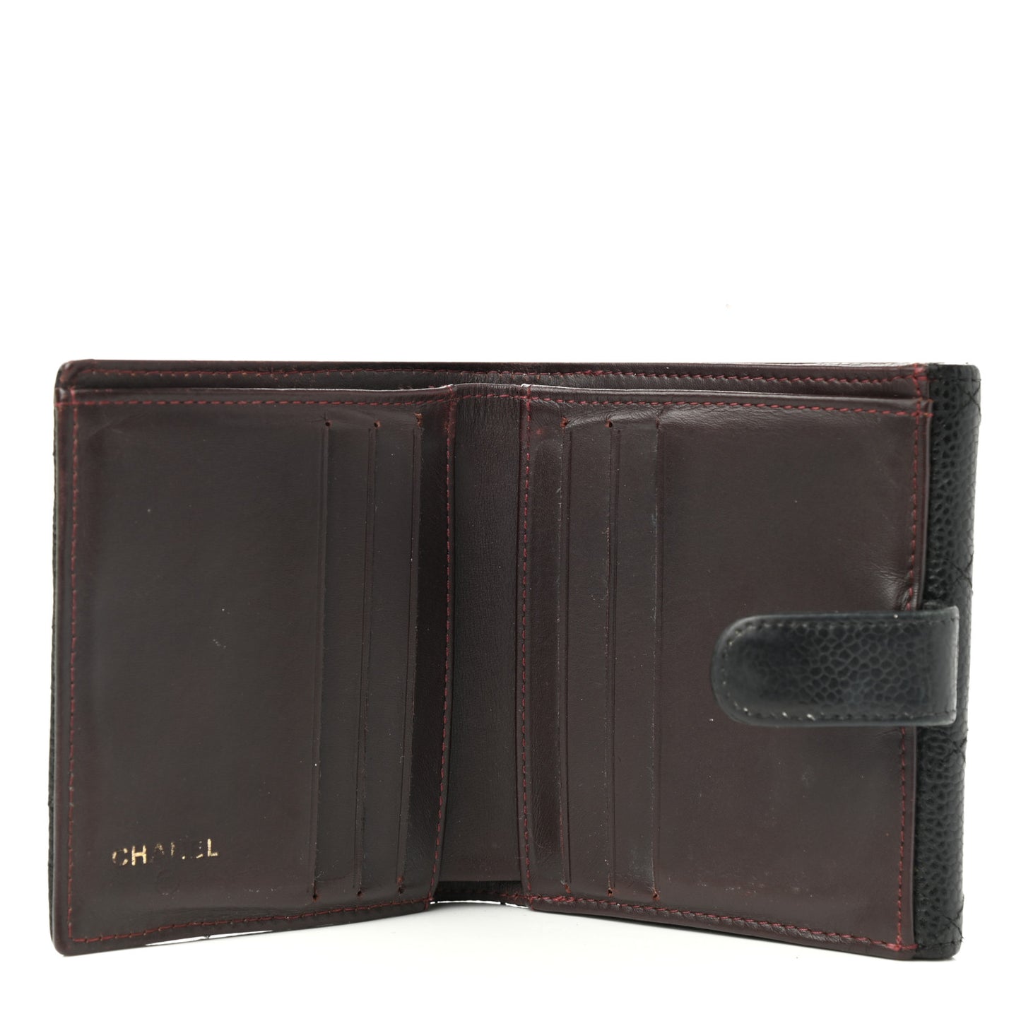 Caviar Quilted Compact French Flap Wallet Black