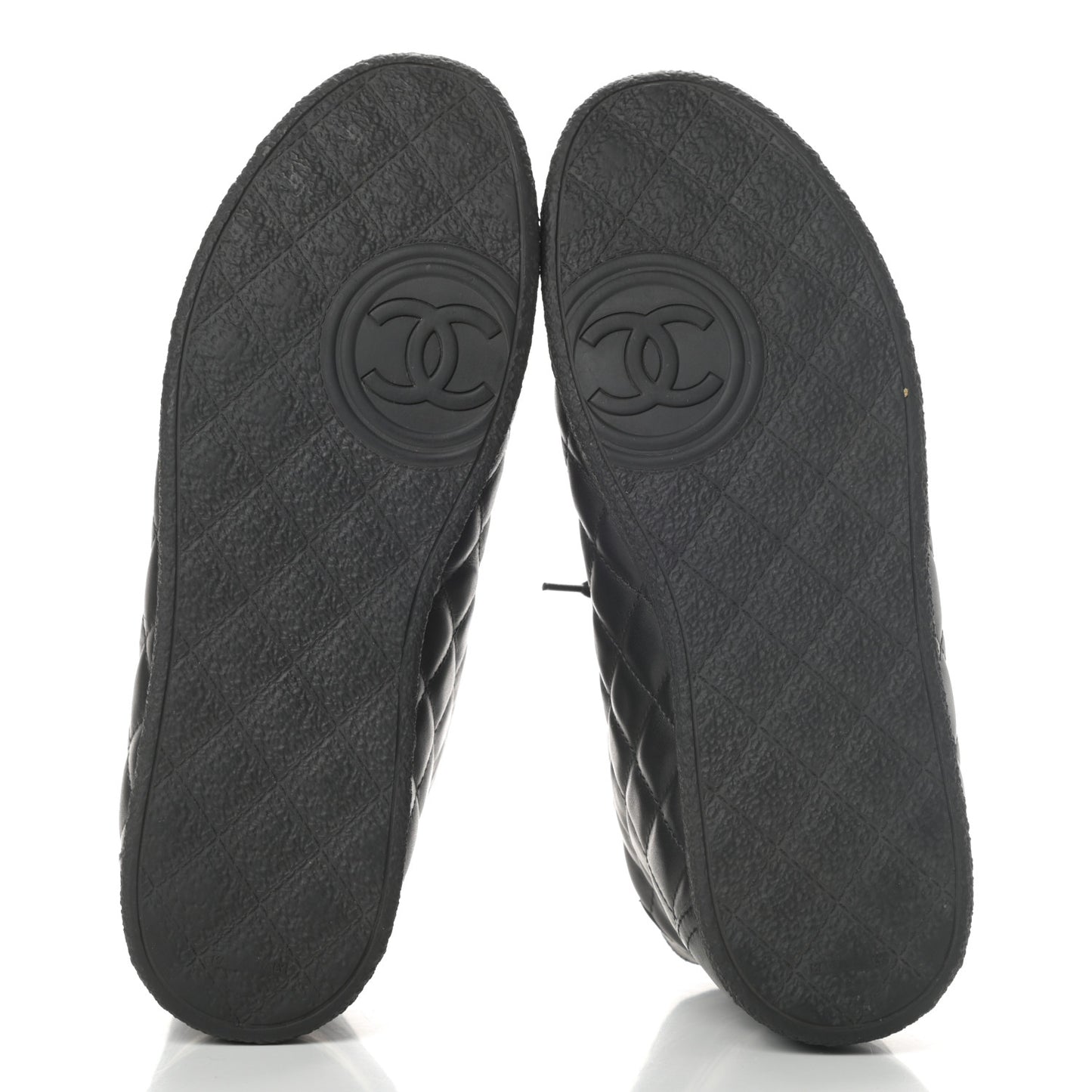 Lambskin Quilted High Top Sneakers 38.5 Black