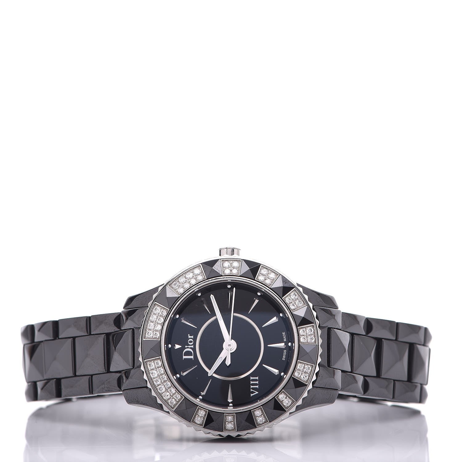 Christian Dior Stainless Steel Ceramic Diamond 38mm Dior VIII Quartz Watch Black 3 of 7