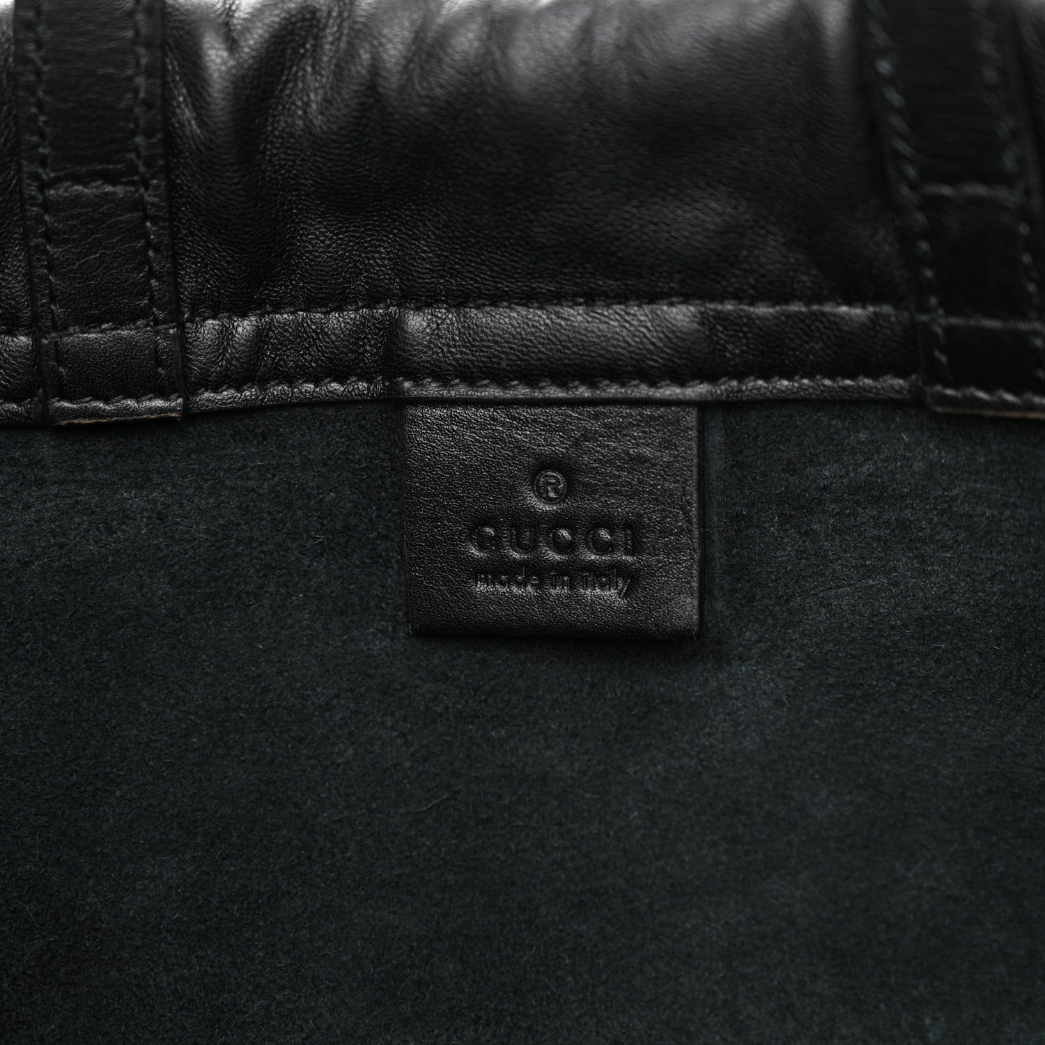 Gucci Calfskin Logo Drawstring Backpack Black 6 of 11
