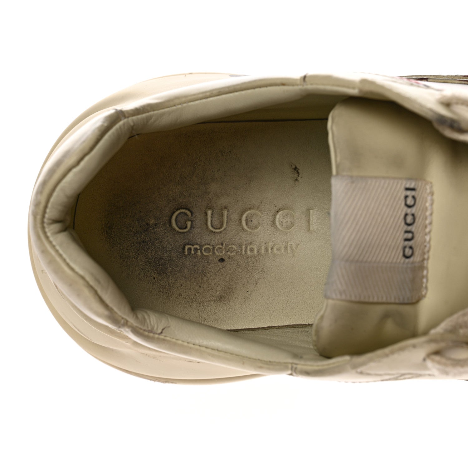 Gucci Calfskin Mouth Print Mens Rhyton Sneakers 8.5 Ivory 7 of 15