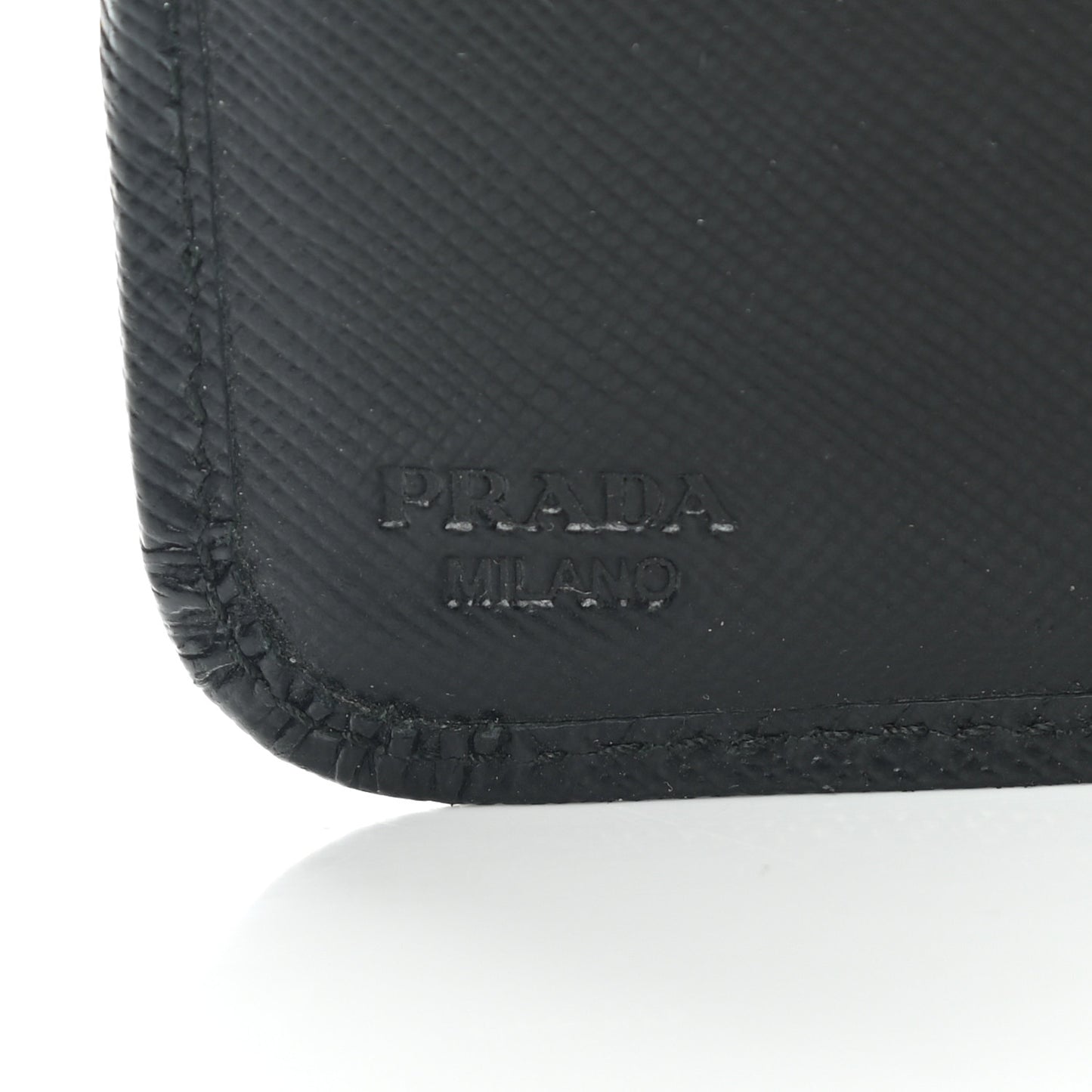 Saffiano Metal Large Zip Around Travel Wallet Black