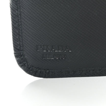 Prada Saffiano Metal Large Zip Around Travel Wallet Black 5 of 6