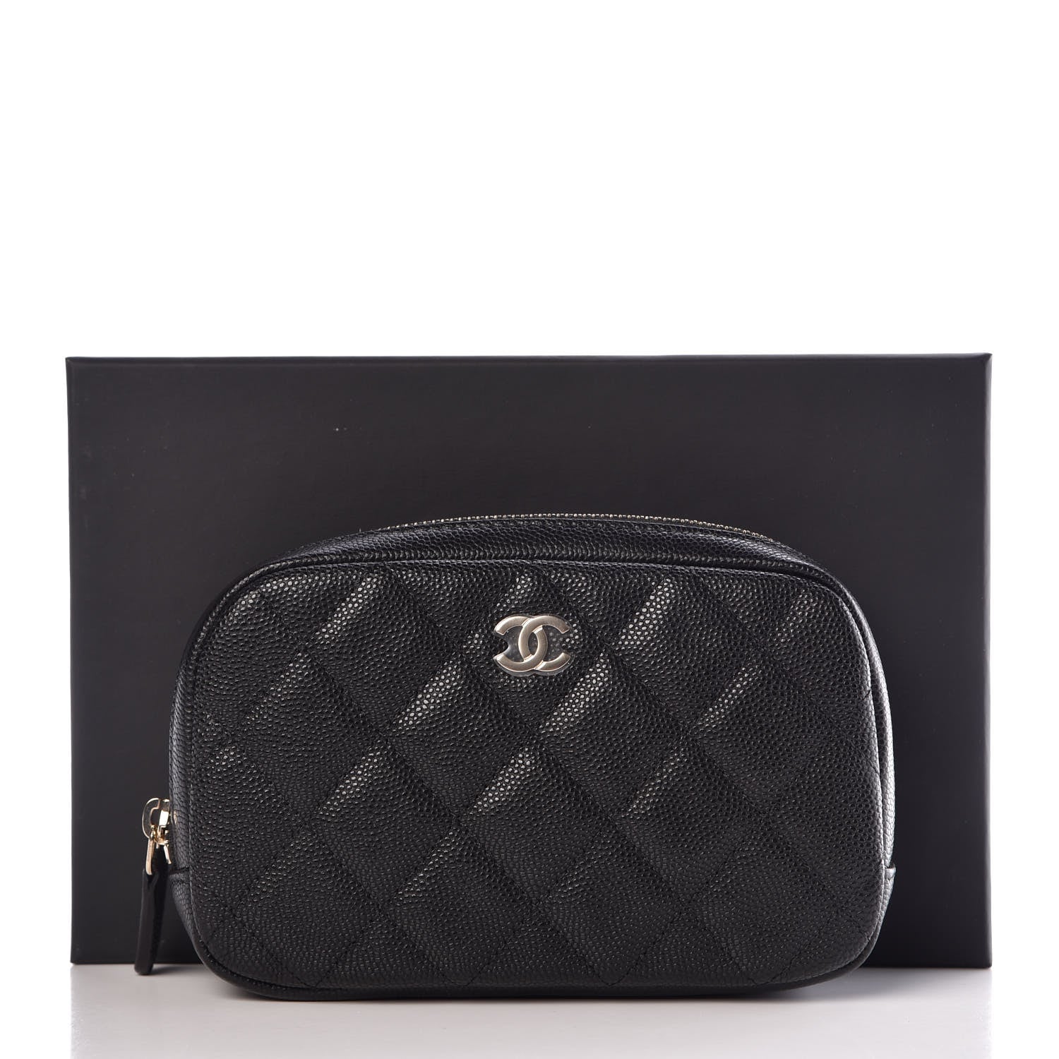 Chanel Caviar Quilted Small Curvy Pouch Cosmetic Case Black 8 of 8