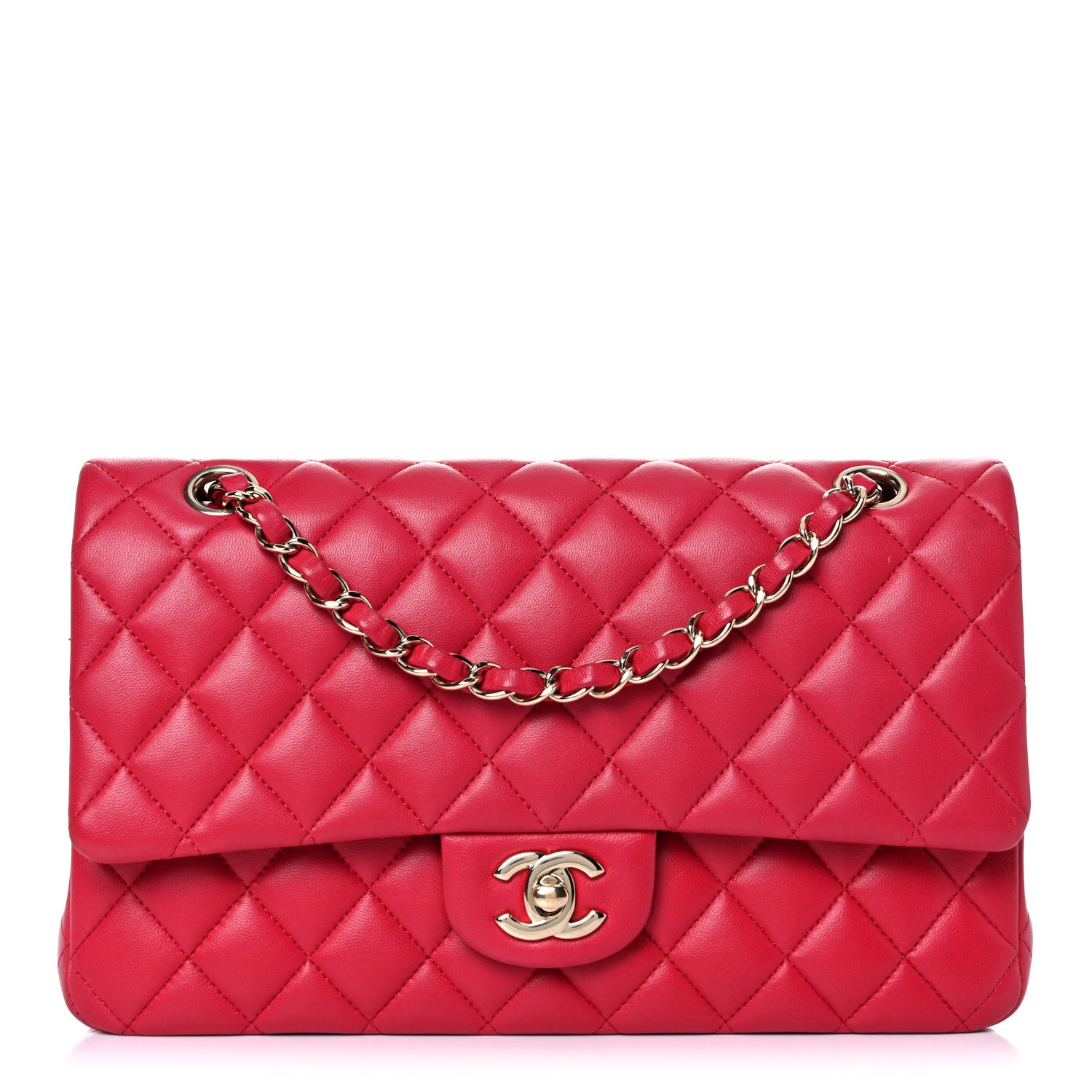 Chanel Lambskin Quilted Medium Double Flap Dark Pink 1 of 17