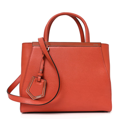 Fendi Vitello Elite Flamingo Petite 2Jours Tote Rosso Pimento 1 of 9