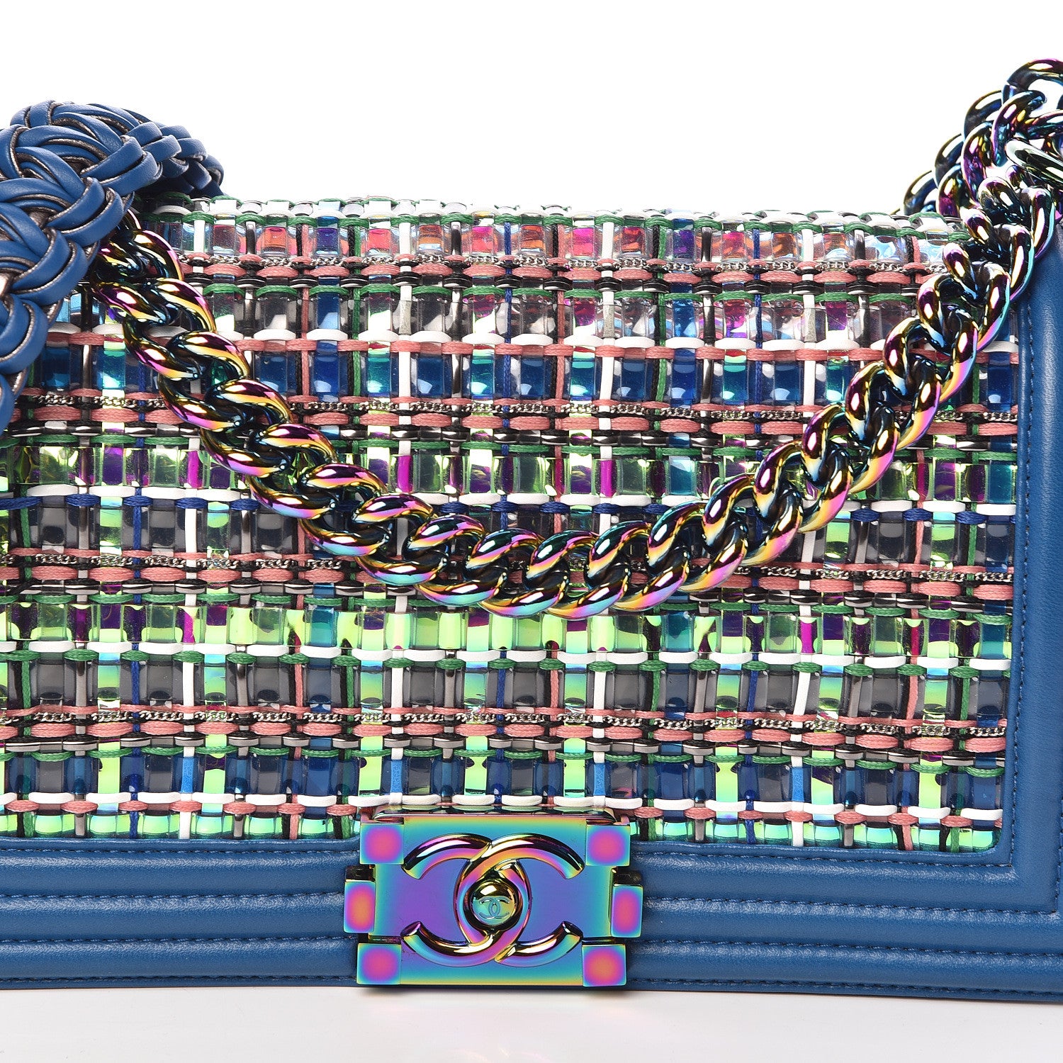 Chanel PVC Thread Woven Medium Boy Flap Dark Blue 8 of 14