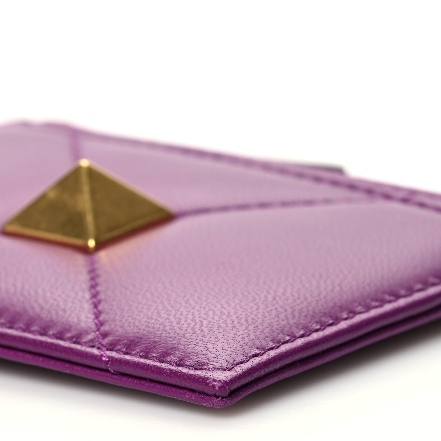 Nappa Roman Stud Zip Card Holder Prune