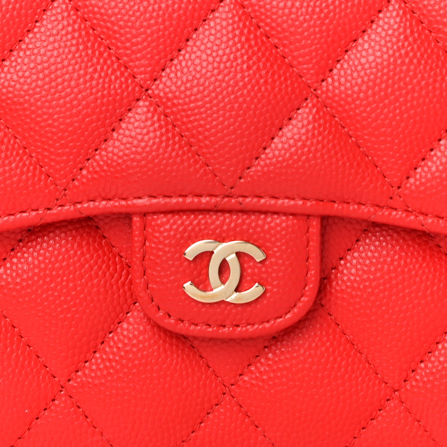 Caviar Quilted Compact Flap Wallet Red