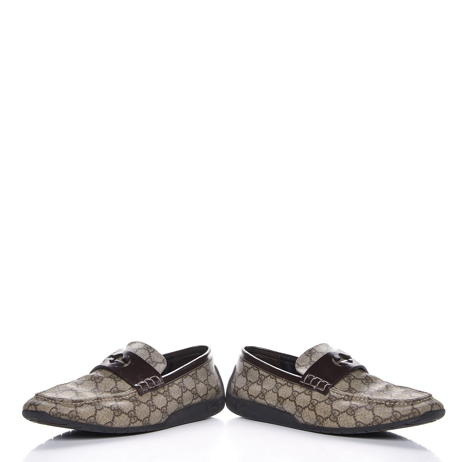 Gucci GG Plus Monogram Calfskin Mens Loafers 9.5 Beige Ebony Brown 6 of 12