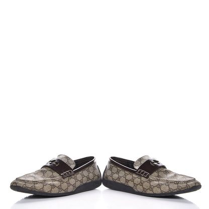 Gucci GG Plus Monogram Calfskin Mens Loafers 9.5 Beige Ebony Brown 6 of 12
