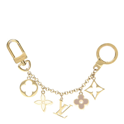 Louis Vuitton Brass Enamel Fleur De Monogram Bag Charm Chain Gold 1 of 3