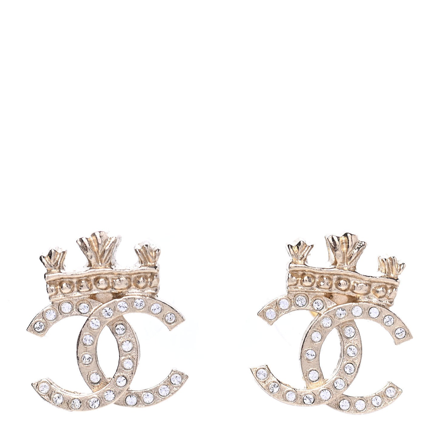 Crystal CC Crown Earrings Gold