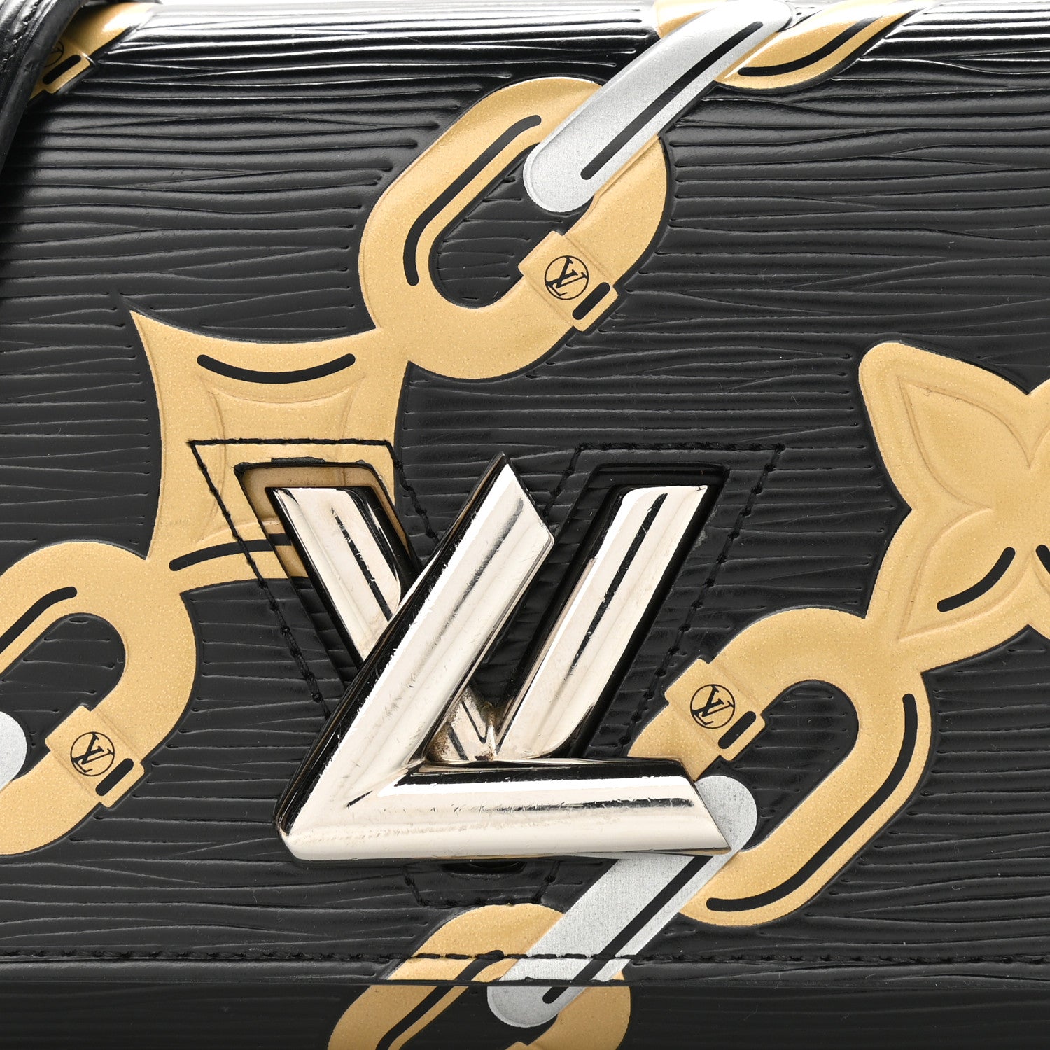 Louis Vuitton Epi Chain Flower Print Twist Chain Wallet Black 8 of 12