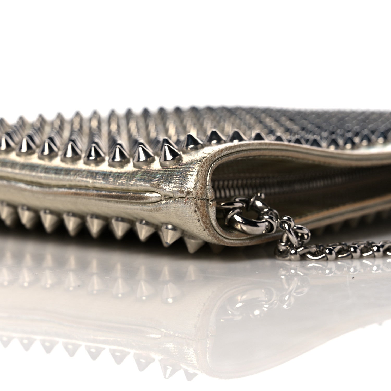 Christian Louboutin Metallic Specchio Spikes Loubiposh Chain Clutch Gold 10 of 13