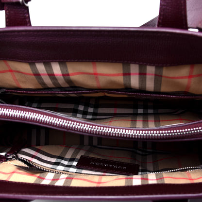 Burberry Derby Calfskin House Check Medium Banner Tote Mahogany Red 4 of 4