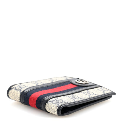 Gucci GG Supreme Monogram Web Mens Ophidia Bi-Fold Coin Wallet Beige Blue 4 of 10