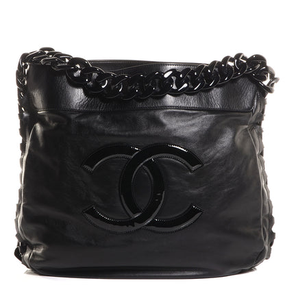 Chanel Calfskin Modern Chain Rhodoid Hobo Black 1 of 7