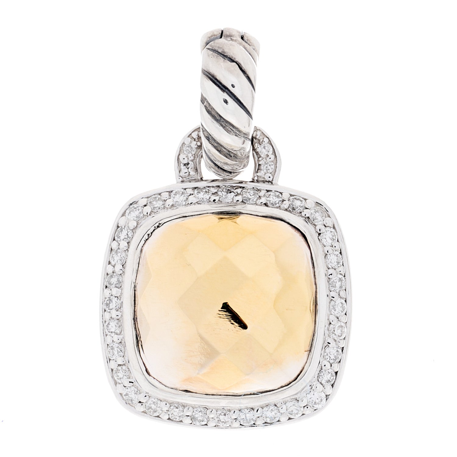 David Yurman Sterling Silver 18K Yellow Gold Diamond 10mm Albion Enhancer Pendant 1 of 3