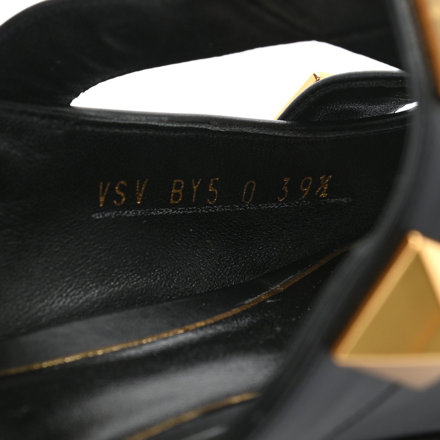 Calfskin Roman Stud Ankle Strap Flat Mules 39.5 Black