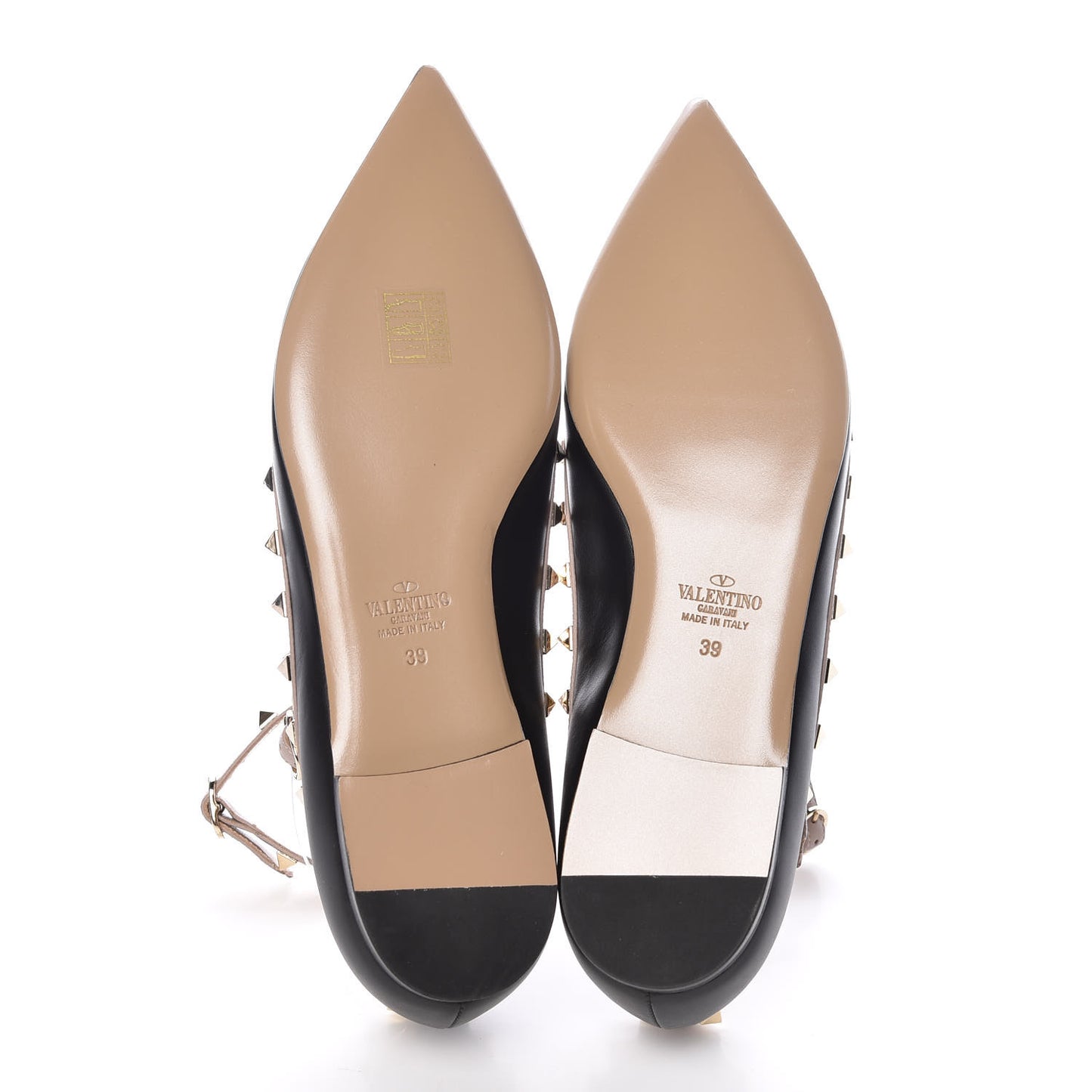 Nappa Rockstud Cage Ballerina Flats 39 Black Poudre