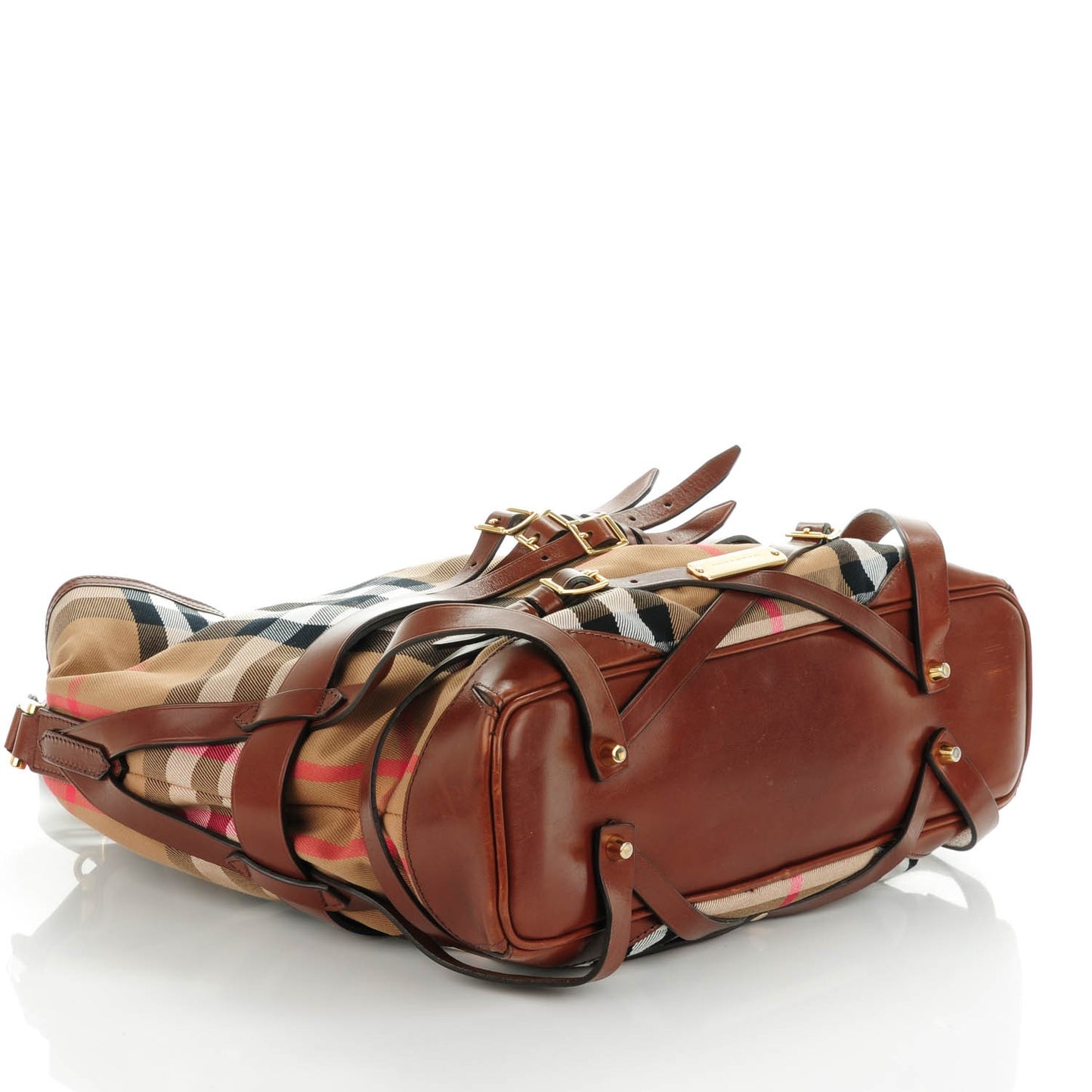 House Check Bridle Calfskin Medium Gosford Hobo Dark Tan