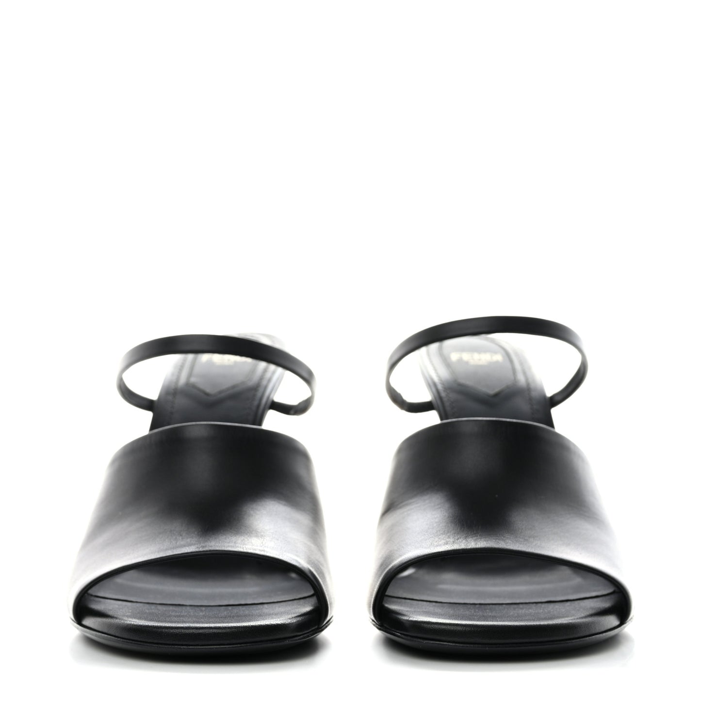 Calfskin Fendi First 95mm Slide Sandals 38.5 Black