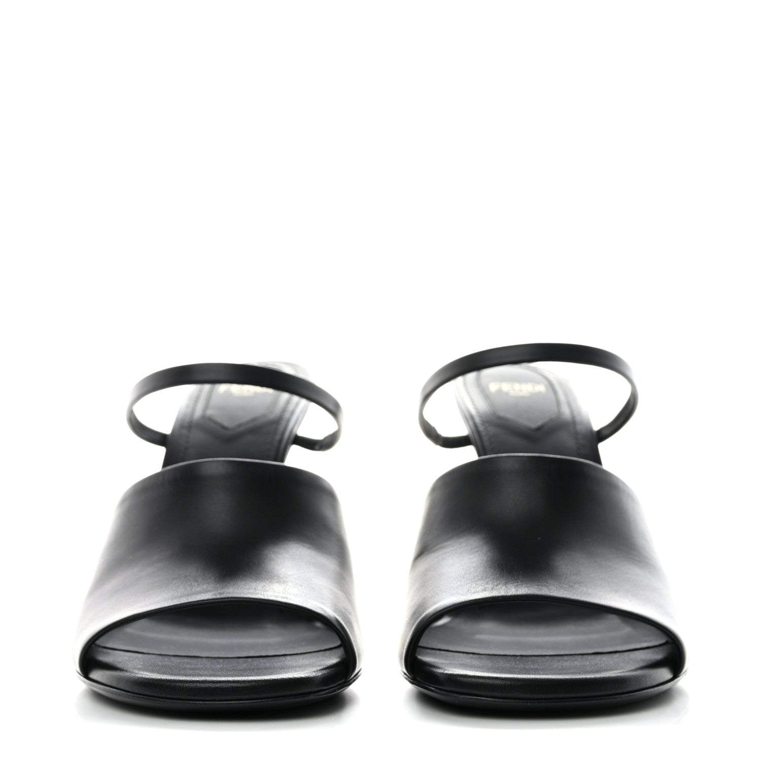 Fendi Calfskin Fendi First 95mm Slide Sandals 38.5 Black 2 of 12