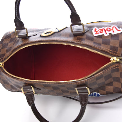 Louis Vuitton Damier Ebene Patches Speedy Bandouliere 30 5 of 9
