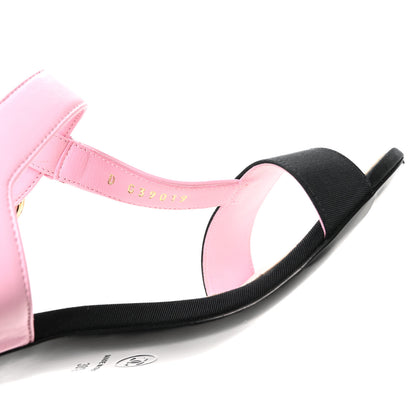 Chanel Lambskin Grosgrain Pearl CC Sandals 38.5 Pink Black 8 of 9