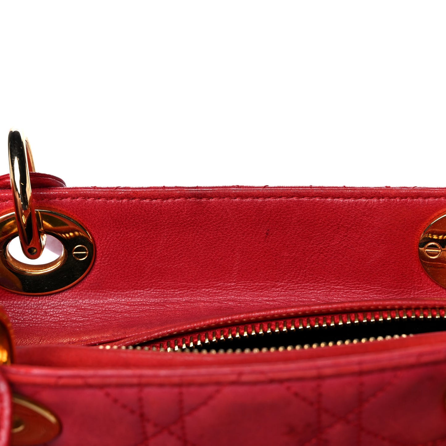 Lambskin Cannage Medium Lady Dior Red