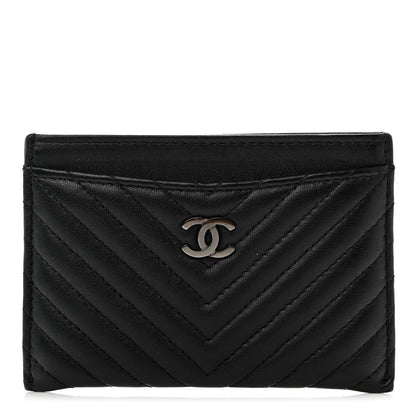 Chanel Lambskin Chevron Quilted Card Holder So Black 1 of 8