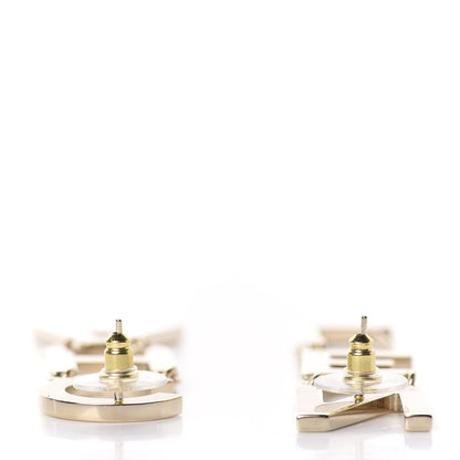 Chanel Metal Cha-Nel Logo Drop Earrings Gold 3 of 5