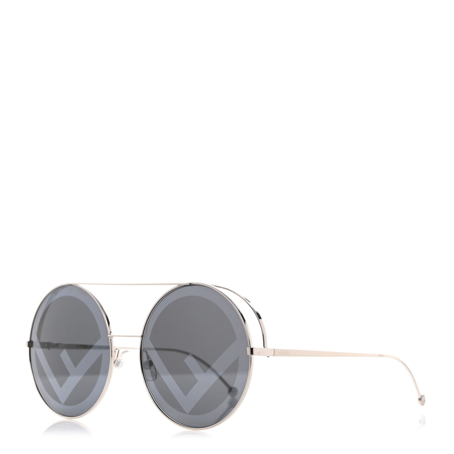 Fendi Metal F is Fendi Printed Run Away Round Frame Sunglasses FF 0285/S Black 1 of 8