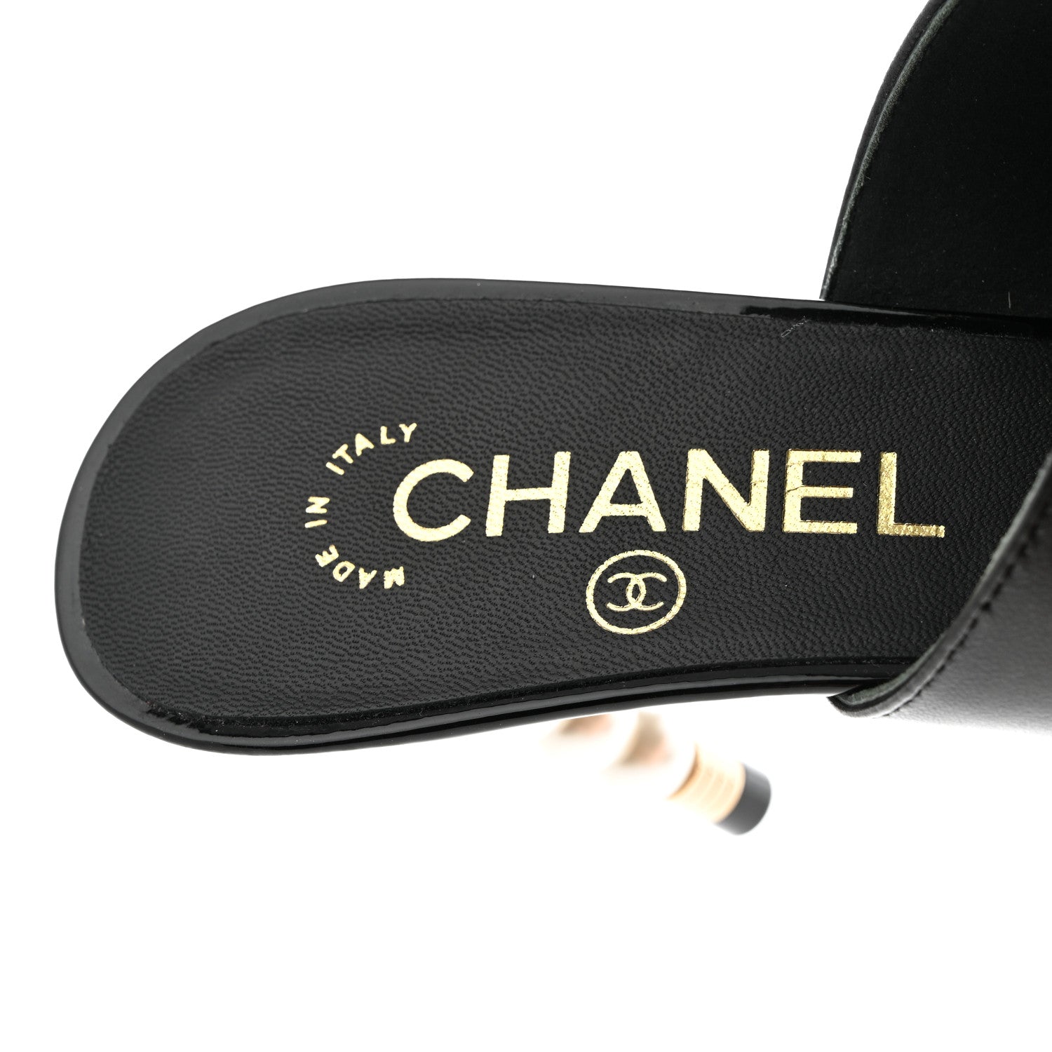 Chanel Lambskin Patent Cap Toe Pearl Mules 38.5 Black 7 of 8