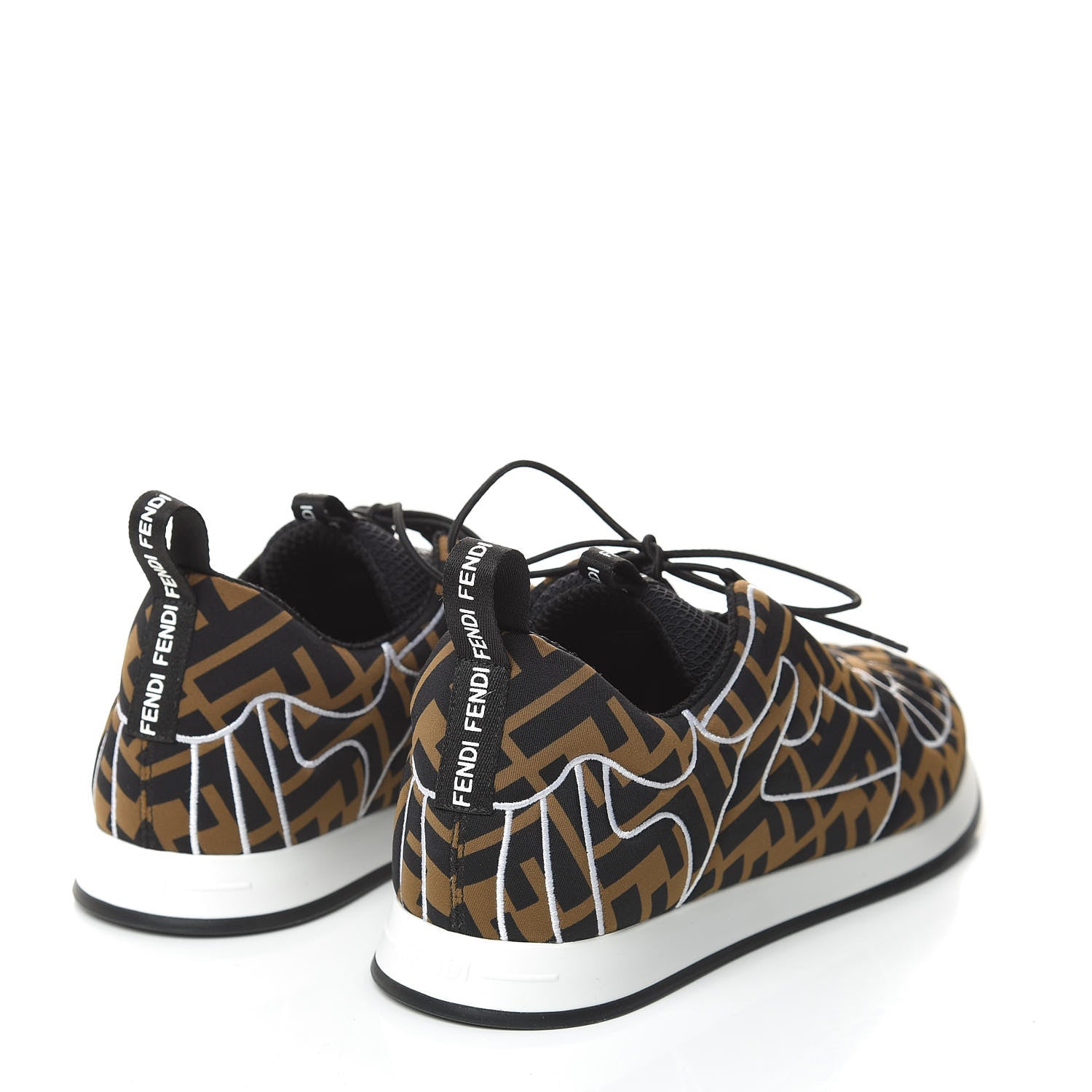 Fendi Stretch Fabric FFreedom Sneakers 37.5 Tobacco Black White 4 of 8
