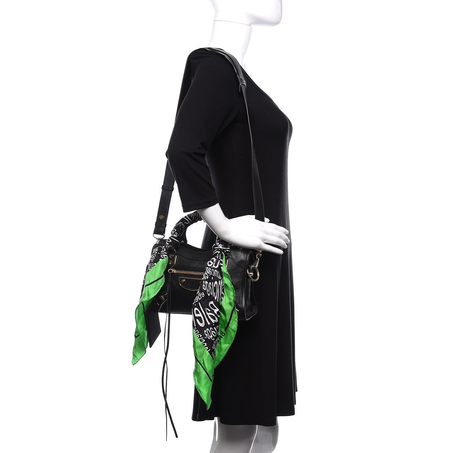 Balenciaga Chevre Gold Metallic Edge Hardware Mini Cityscarf Black 2 of 11