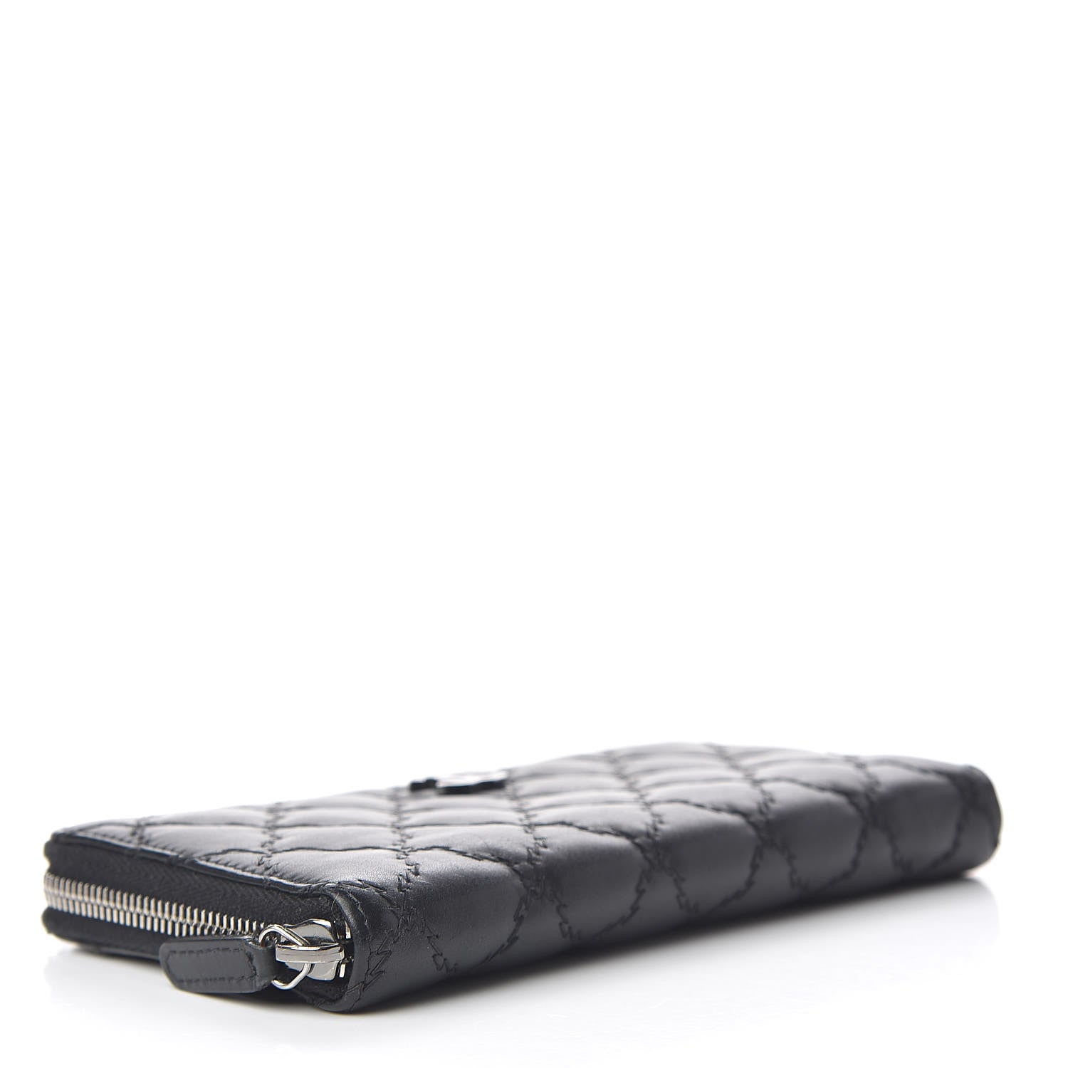 Chanel Calfskin Double Stitch Hamptons Zip Around Wallet Black 4 of 9