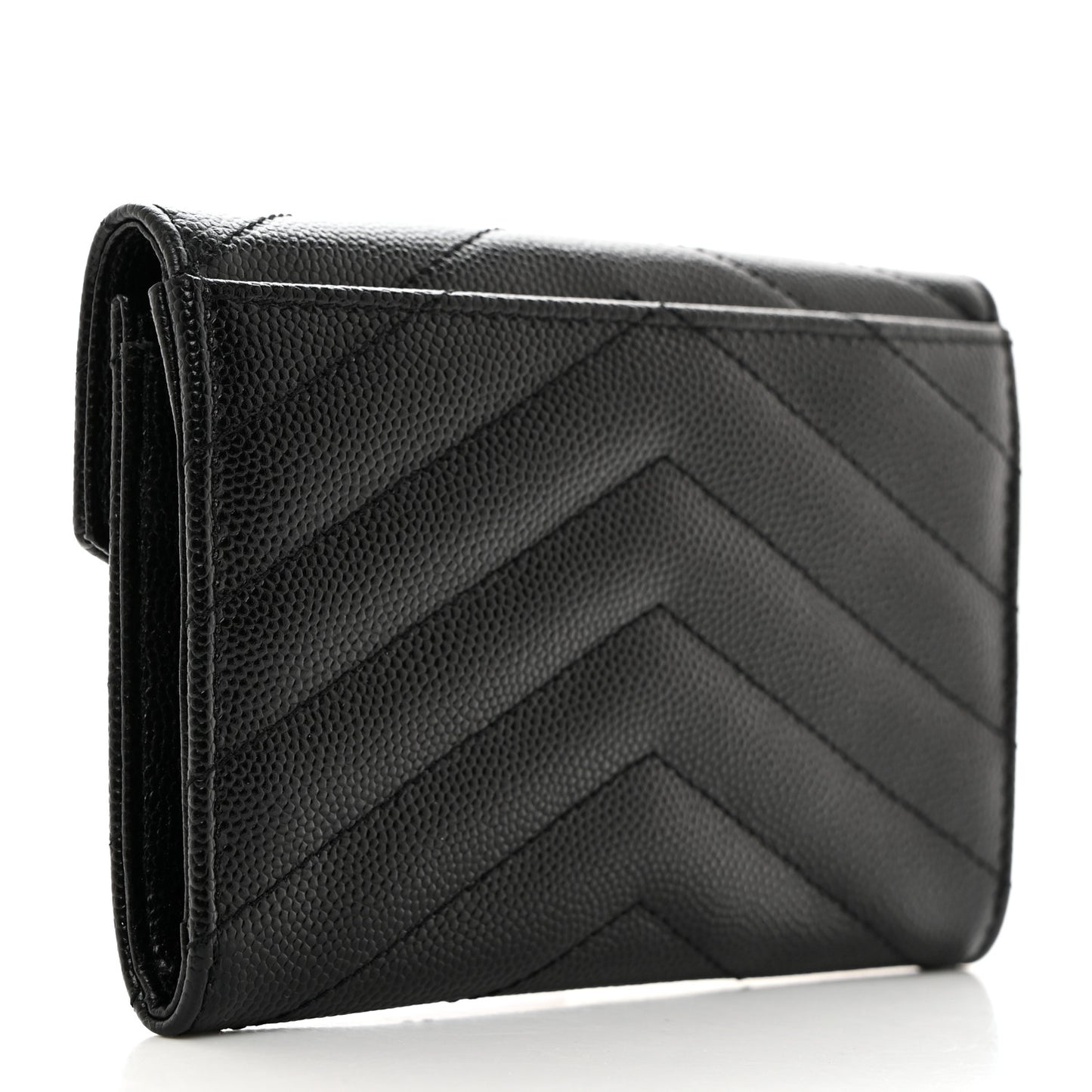 Grain De Poudre Matelasse Chevron Small Monogram Envelope Wallet Black